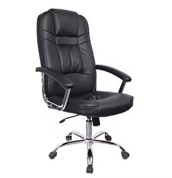 Leather Office Swivel Chair With Fixed Armrest