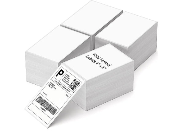 (4 stack 4000 labels) 4 x 6 fanfold direct thermal labels