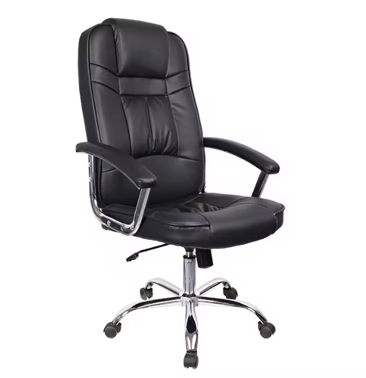 Leather Office Swivel Chair With Fixed Armrest